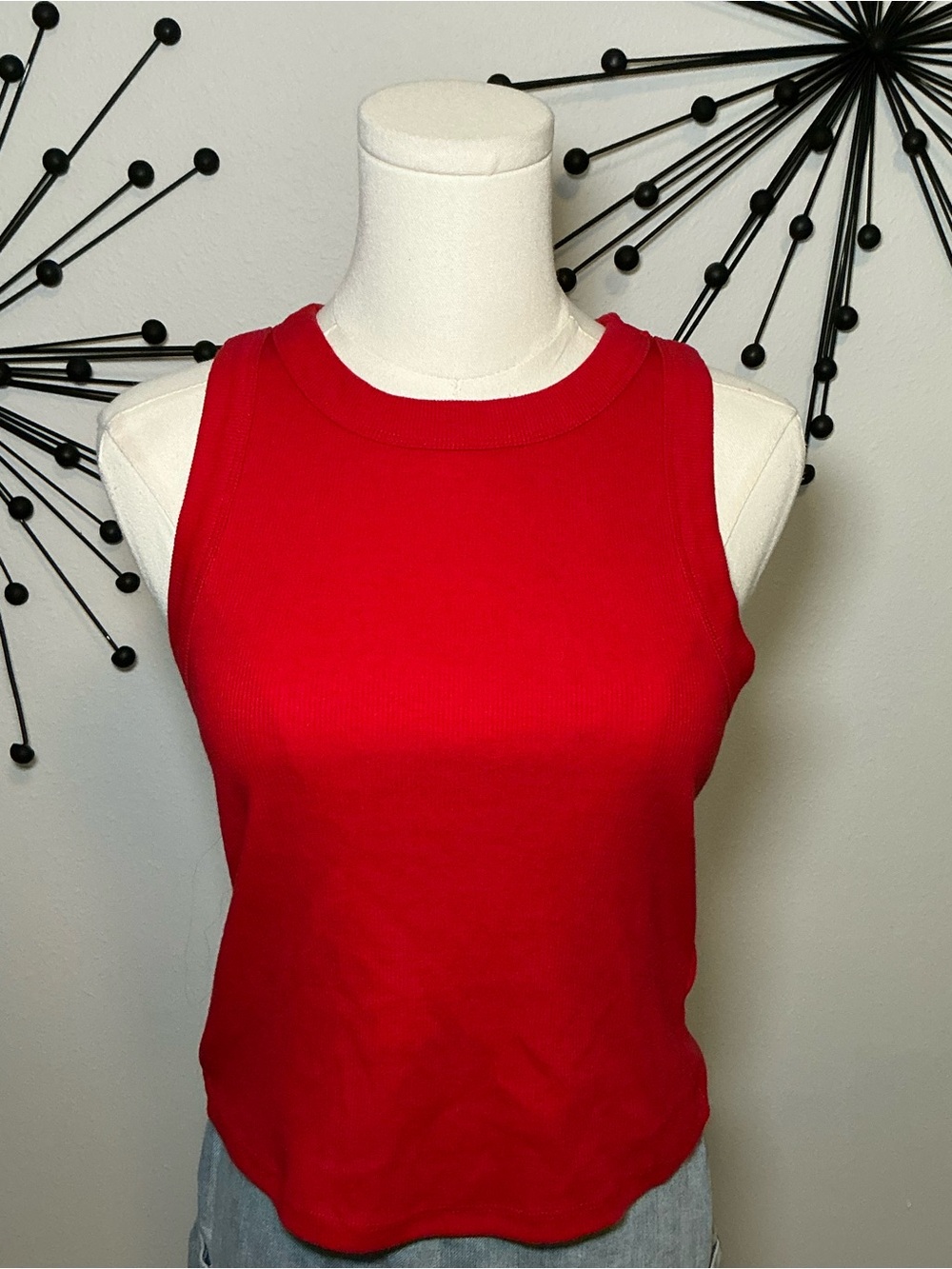 Old Navy Red Ribbed Tank Top Size Medium